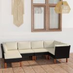 Set mobilier de grădină cu perne, 6 piese, negru, poliratan GartenMobel Dekor