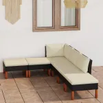 Set mobilier de grădină cu perne, 6 piese, negru, poliratan GartenMobel Dekor