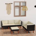 Set mobilier de grădină cu perne, 6 piese, negru, poliratan GartenMobel Dekor