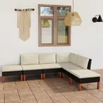 Set mobilier de grădină cu perne, 6 piese, negru, poliratan GartenMobel Dekor