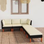Set mobilier de grădină cu perne, 6 piese, negru, poliratan GartenMobel Dekor