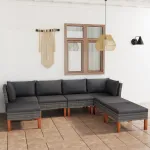 Set mobilier de grădină cu perne, 7 piese, gri, poliratan GartenMobel Dekor