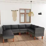 Set mobilier de grădină cu perne, 8 piese, gri, poliratan GartenMobel Dekor