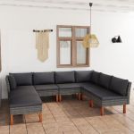 Set mobilier de grădină cu perne, 8 piese, gri, poliratan GartenMobel Dekor