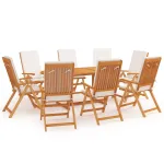 Set mobilier de grădină cu perne, 9 piese, lemn masiv tec GartenMobel Dekor