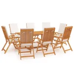 Set mobilier de grădină cu perne, 9 piese, lemn masiv tec GartenMobel Dekor