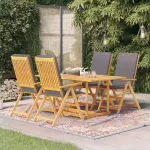 Set mobilier de grădină cu perne gri, 5 piese, lemn masiv tec GartenMobel Dekor