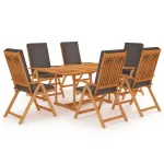 Set mobilier de grădină cu perne gri, 7 piese, lemn masiv tec GartenMobel Dekor
