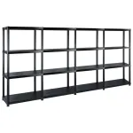 Raft de depozitare cu 4 polițe, negru, 244x30,5x130 cm, plastic GartenMobel Dekor