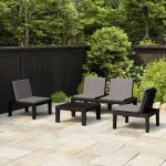 Set mobilier de grădină cu perne, 4 piese, gri, plastic GartenMobel Dekor