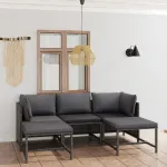 Set mobilier de grădină cu perne, 5 piese, gri, poliratan GartenMobel Dekor