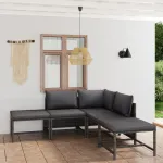 Set mobilier de grădină cu perne, 6 piese, gri, poliratan GartenMobel Dekor