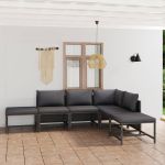 Set mobilier de grădină cu perne, 6 piese, gri, poliratan GartenMobel Dekor