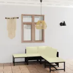 Set mobilier de grădină cu perne, 6 piese, negru, poliratan GartenMobel Dekor