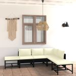 Set mobilier de grădină cu perne, 6 piese, negru, poliratan GartenMobel Dekor