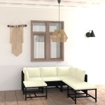 Set mobilier de grădină cu perne, 7 piese, negru, poliratan GartenMobel Dekor