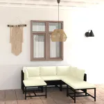 Set mobilier de grădină cu perne, 7 piese, negru, poliratan GartenMobel Dekor