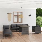 Set mobilier de grădină cu perne, 8 piese, gri, poliratan GartenMobel Dekor