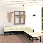 Set mobilier de grădină cu perne, 8 piese, negru, poliratan GartenMobel Dekor