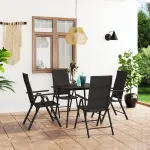 Set de masă pentru grădină, 5 piese, negru GartenMobel Dekor