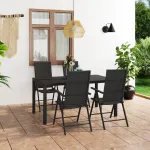 Set de masă pentru grădină, 5 piese, negru GartenMobel Dekor