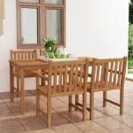 Set de mobilier de grădină cu 5 piese, 180x90 cm, lemn masiv de tec GartenMobel Dekor
