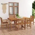 Set de mobilier de grădină cu 7 piese, 180x90 cm, lemn masiv de tec GartenMobel Dekor