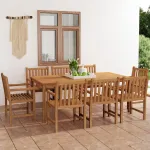 Set de mobilier de grădină cu 9 piese, 200x100 cm, lemn masiv de tec GartenMobel Dekor