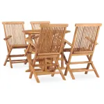 Set mobilier de exterior pliabil, 5 piese, lemn masiv de tec GartenMobel Dekor