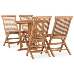 Set mobilier de exterior pliabil, 5 piese, lemn masiv de tec GartenMobel Dekor