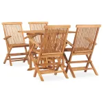 Set mobilier de exterior pliabil, 5 piese, lemn masiv de tec GartenMobel Dekor