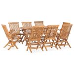 Set mobilier de exterior pliabil, 9 piese, lemn masiv de tec GartenMobel Dekor