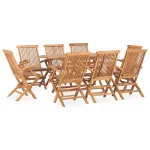Set mobilier de exterior pliabil, 9 piese, lemn masiv de tec GartenMobel Dekor
