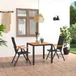 Set mobilier de grădină, 3 piese, negru și maro GartenMobel Dekor