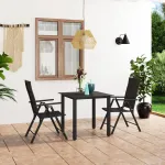 Set mobilier de grădină, 3 piese, negru GartenMobel Dekor