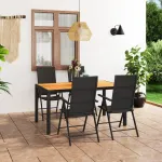 Set mobilier de grădină, 5 piese, negru și maro GartenMobel Dekor