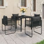 Set mobilier de grădină, 5 piese, negru, ratan PVC GartenMobel Dekor