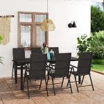 Set mobilier de grădină, 7 piese, negru GartenMobel Dekor
