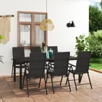 Set mobilier de grădină, 7 piese, negru GartenMobel Dekor