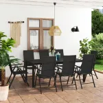Set mobilier de grădină, 9 piese, negru GartenMobel Dekor