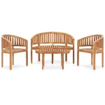 Set mobilier grădină tip banană, 4 piese, lemn masiv de tec GartenMobel Dekor