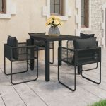 Set mobilier masă de grădină, 5 piese, negru, ratan PVC GartenMobel Dekor