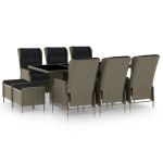 Set mobilier de exterior cu perne, 9 piese, maro, poliratan GartenMobel Dekor