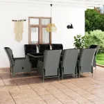 Set mobilier de exterior cu perne 9 piese gri deschis poliratan GartenMobel Dekor