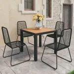 Set mobilier de grădină, 5 piese, negru și maro, ratan PVC GartenMobel Dekor