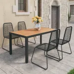 Set mobilier de grădină, 5 piese, negru și maro, ratan PVC GartenMobel Dekor