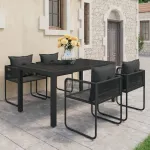 Set mobilier de grădină, 5 piese, negru, ratan PVC GartenMobel Dekor