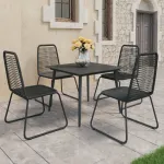 Set mobilier de grădină, 5 piese, negru, ratan PVC GartenMobel Dekor
