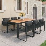 Set mobilier de grădină, 7 piese, negru și maro, ratan PVC GartenMobel Dekor
