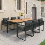 Set mobilier de grădină, 7 piese, negru și maro, ratan PVC GartenMobel Dekor
